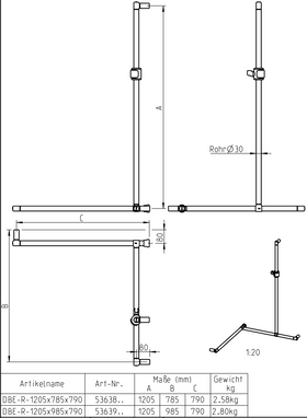 Brausestange mit Eckhandlauf - 0