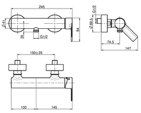 Armatur Badewanne Skizze ohne Umstel