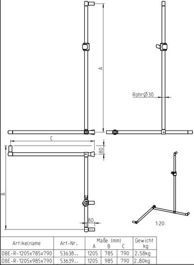 Brausestange mit Eckhandlauf - 0