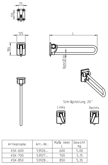 Stützklappgriff, verstellbar - 0