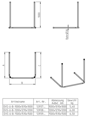 Duschvorhangstange U-Form Skizze